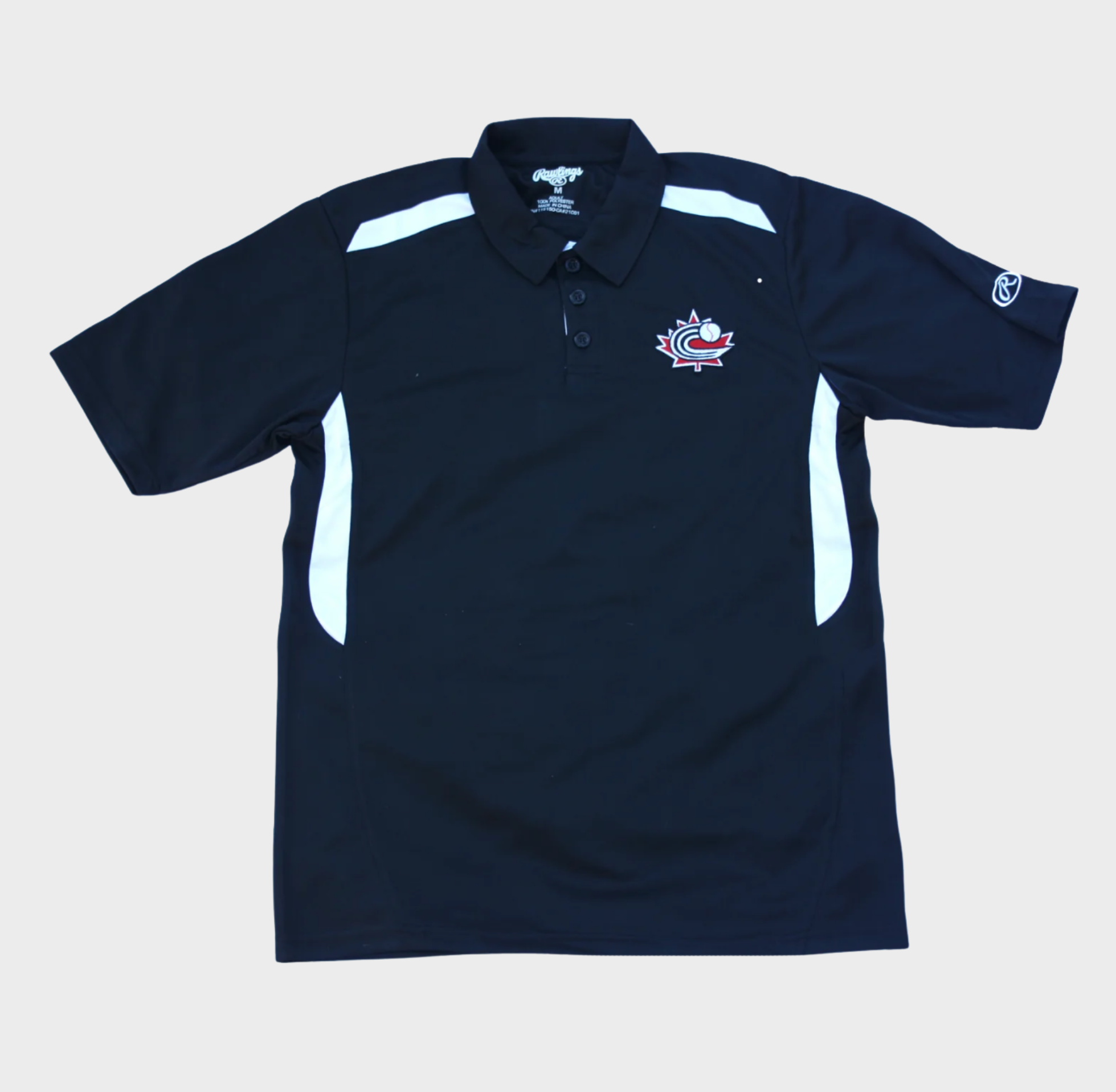 Rawlings Black Golf Shirt with Baseball Canada Logo|Noir polo de Baseball Canada de Rawlings